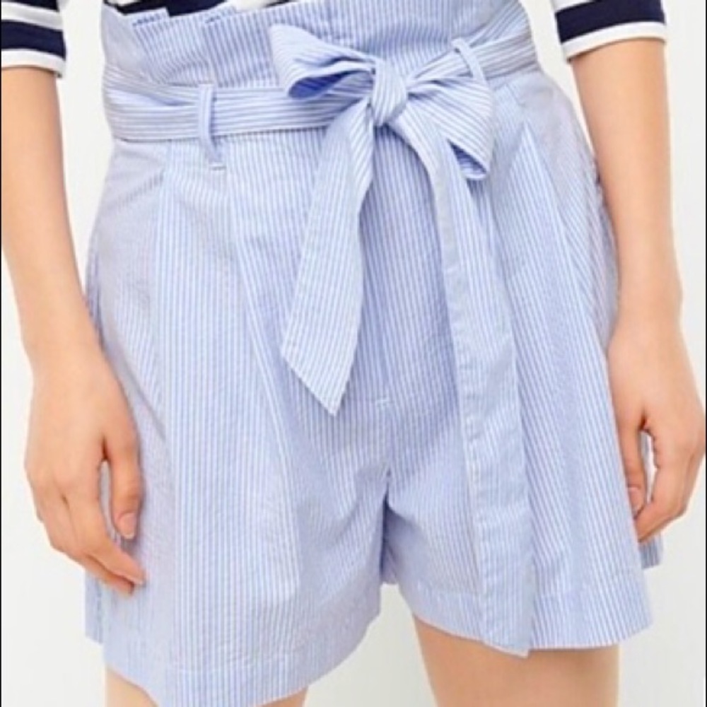 JCrew pinstripe paper bag shorts